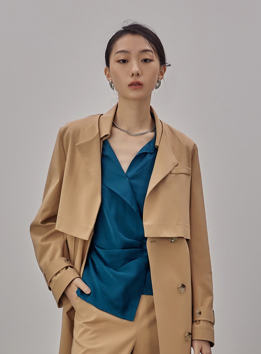 率性短版風衣外套